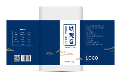 中(zhong)式(shi)深藍高(gao)端鐵觀音茶類包裝(zhuang)瓶貼
