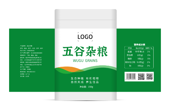 綠色有(yǒu)機(jī)農産(chan)品(pin)五谷雜糧包裝(zhuang)瓶貼
