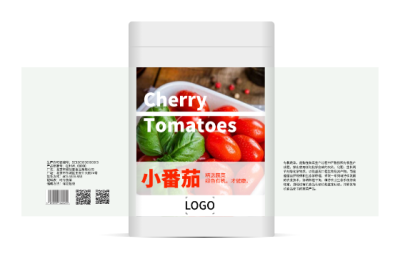 彩色實景蔬菜小(xiǎo)番茄農産(chan)品(pin)包裝(zhuang)瓶貼設(shè)計(ji)