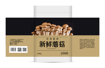 雙色高(gao)端蔬菜新(xin)鮮蘑菇包裝(zhuang)瓶貼包裝(zhuang)袋設(shè)計(ji)
